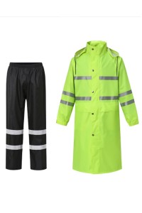 SKRT012 製造雙條反光套裝雨褸 設計長款帶褲雨褸 雨褸生產商 磁吸雨衣  工地雨衣  防暴雨   水浸 工作 制服
